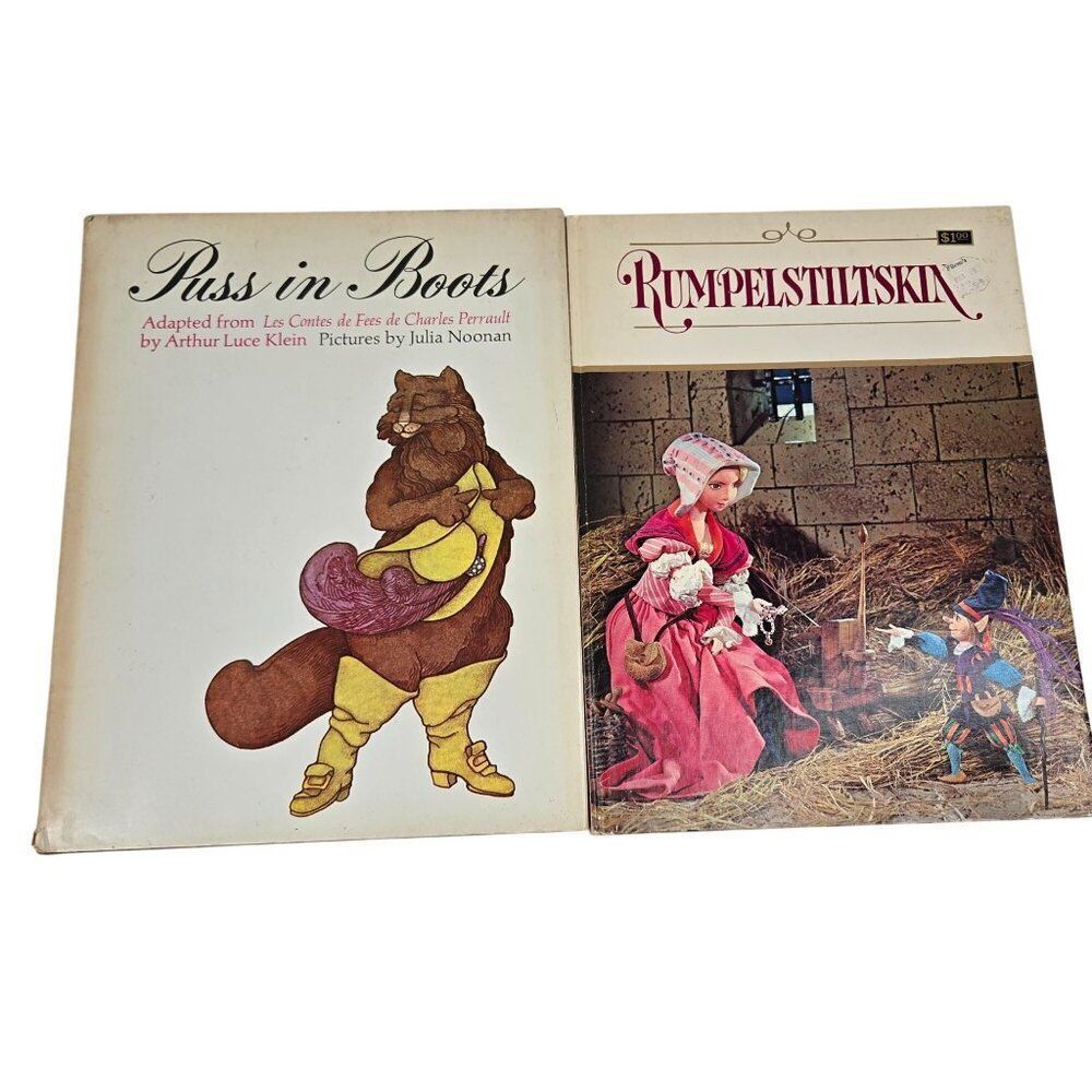 Vintage 70s Puss In Boots Rumpelstiltskin Hardcover Books